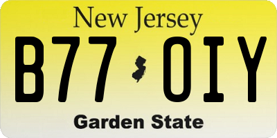 NJ license plate B77OIY
