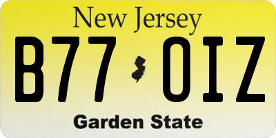 NJ license plate B77OIZ
