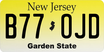 NJ license plate B77OJD