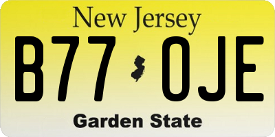 NJ license plate B77OJE