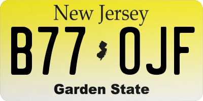 NJ license plate B77OJF