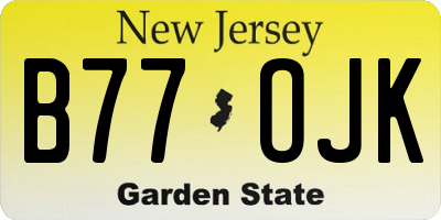 NJ license plate B77OJK