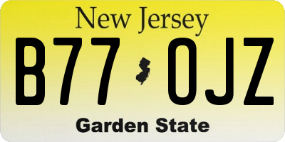 NJ license plate B77OJZ