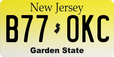 NJ license plate B77OKC