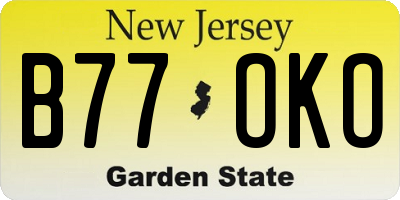 NJ license plate B77OKO