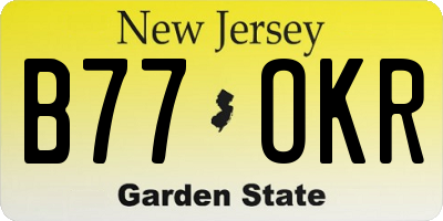 NJ license plate B77OKR