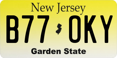 NJ license plate B77OKY