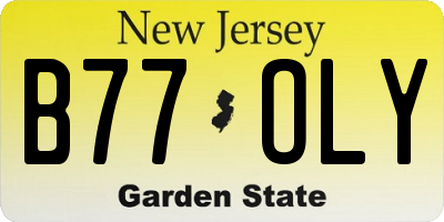 NJ license plate B77OLY