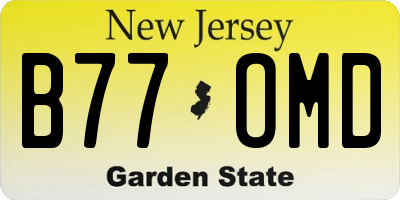NJ license plate B77OMD