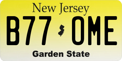 NJ license plate B77OME