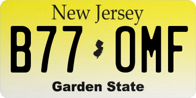 NJ license plate B77OMF