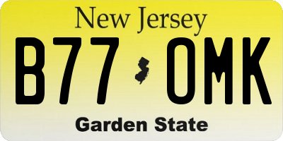 NJ license plate B77OMK