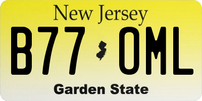NJ license plate B77OML