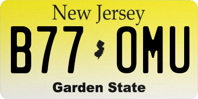 NJ license plate B77OMU