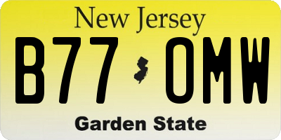 NJ license plate B77OMW