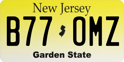 NJ license plate B77OMZ