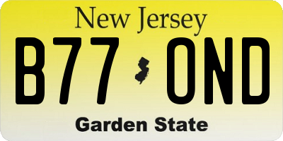 NJ license plate B77OND