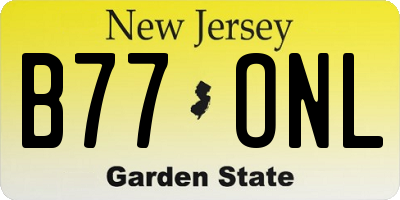 NJ license plate B77ONL