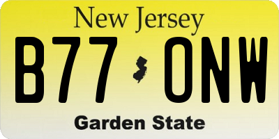 NJ license plate B77ONW