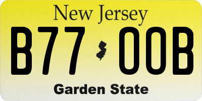 NJ license plate B77OOB