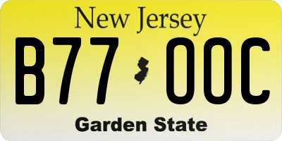 NJ license plate B77OOC