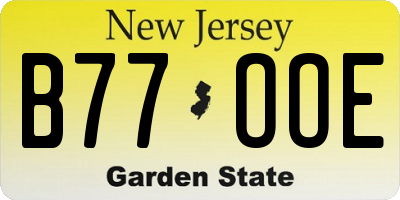 NJ license plate B77OOE