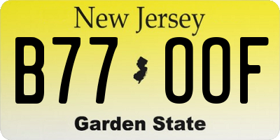 NJ license plate B77OOF