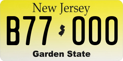 NJ license plate B77OOO