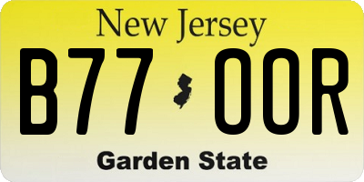 NJ license plate B77OOR