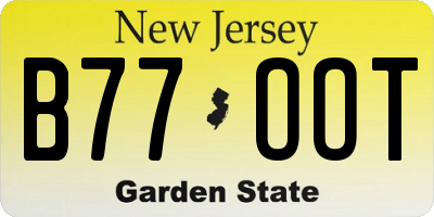 NJ license plate B77OOT