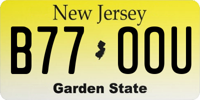 NJ license plate B77OOU