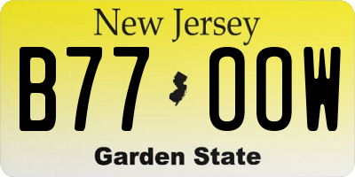 NJ license plate B77OOW