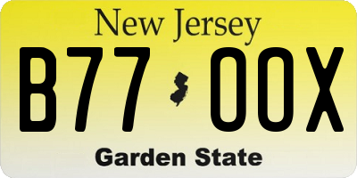 NJ license plate B77OOX