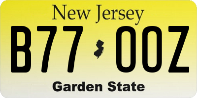NJ license plate B77OOZ