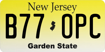 NJ license plate B77OPC