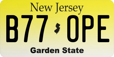 NJ license plate B77OPE