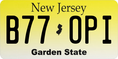 NJ license plate B77OPI