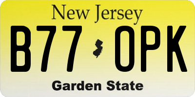 NJ license plate B77OPK