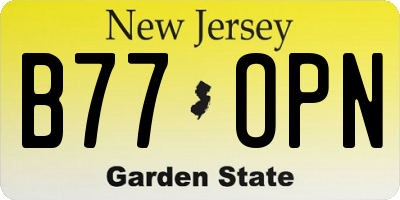 NJ license plate B77OPN