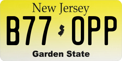 NJ license plate B77OPP