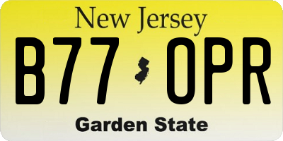 NJ license plate B77OPR