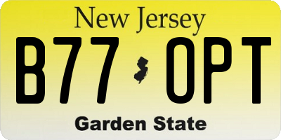 NJ license plate B77OPT