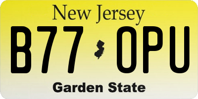 NJ license plate B77OPU