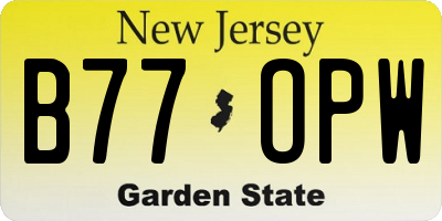NJ license plate B77OPW