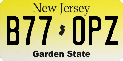 NJ license plate B77OPZ