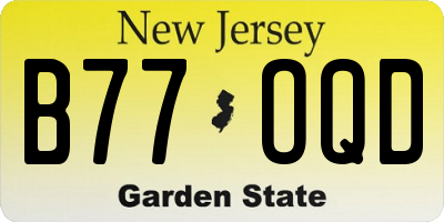 NJ license plate B77OQD