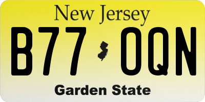 NJ license plate B77OQN