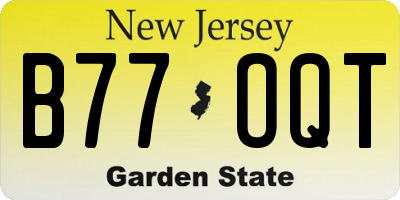 NJ license plate B77OQT