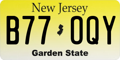 NJ license plate B77OQY