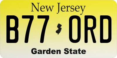 NJ license plate B77ORD